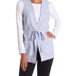 BCBGeneration | striped linen vest tie waist